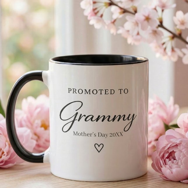 Caneca Presente de Revelação de Gravidez no Dia das Mães  (Mother's day Promotes to Grammy Mug  )
