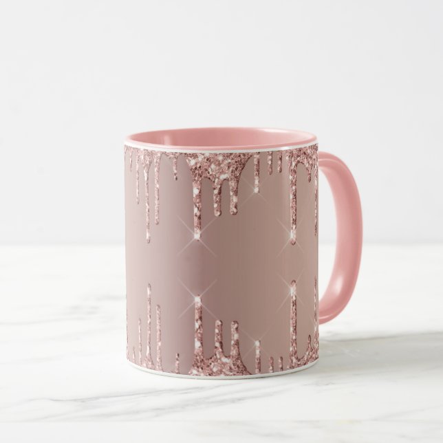 Caneca Presente de rosa Dourada Lush Glitter de Café (Frente Esquerda)