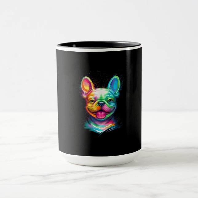 Caneca presente de rosto sorridente de buldogue francês f (Centro)