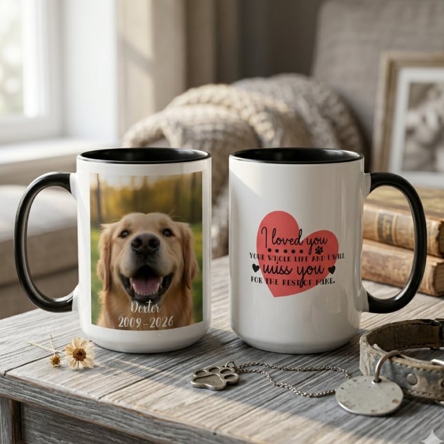 Caneca Presente de Simpática Memória de Animal de Estimaç (Pet memorial dog loss photo sympathy mug)