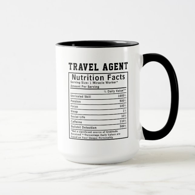 Caneca Presente de Turismo Fatos de Nutrição do Agente de (Direita)