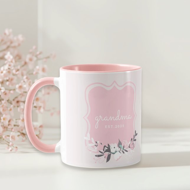 Caneca Presente Dia das Mães Floral Rosa para Vovó (Criador carregado)