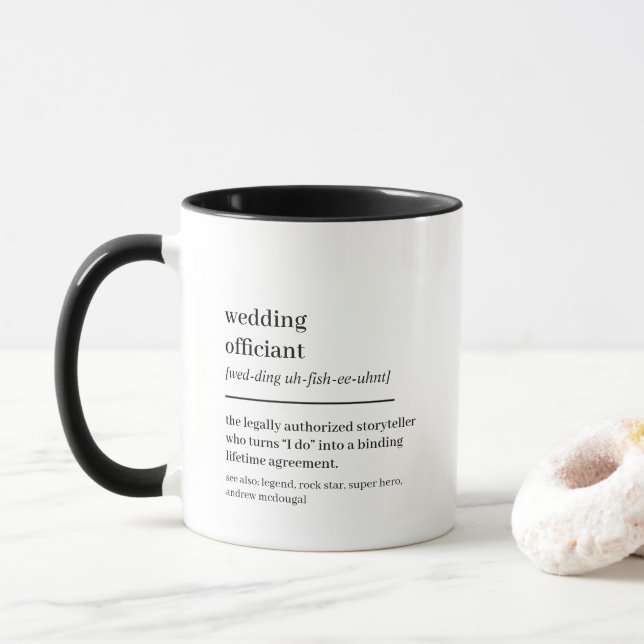 Caneca Presente Divertido para Ordenador de Casamento Per (Com Donut)