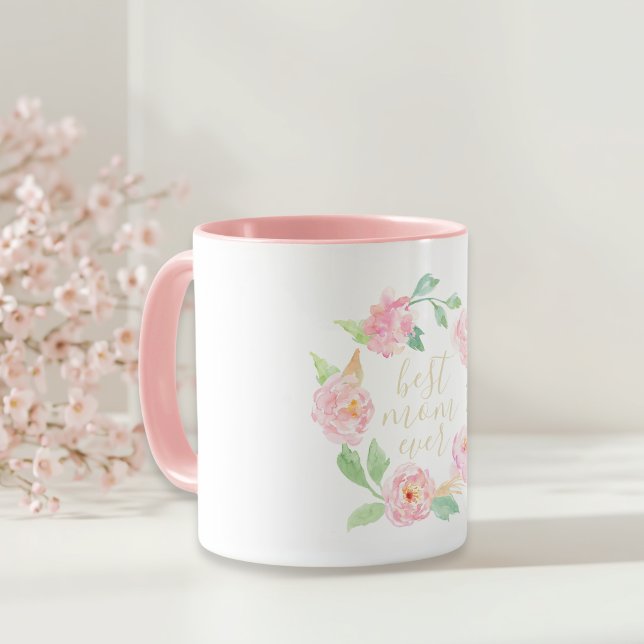 Caneca Presente do Dia das Mães Floral Rosa Melhor Mãe do (Criador carregado)