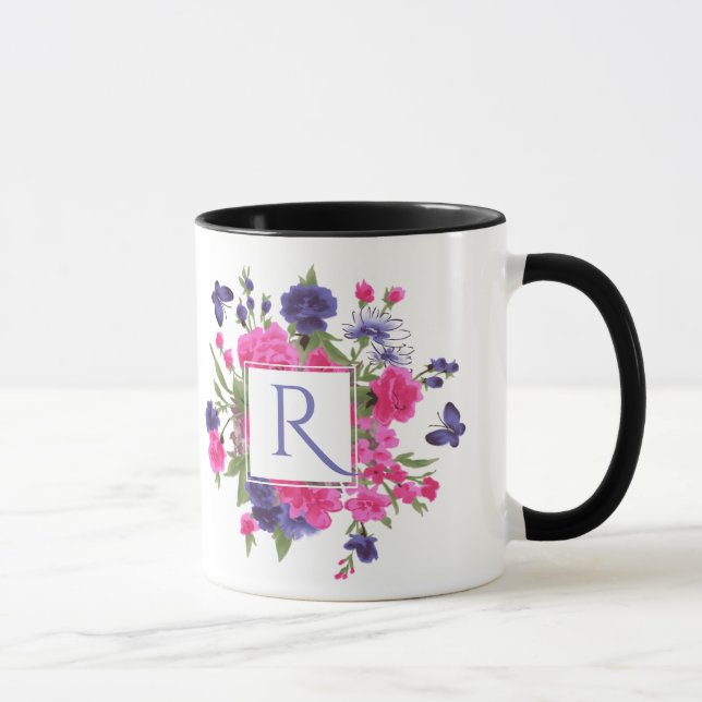 Caneca Presente do Dia de as mães Monograma Personalizado (Direita)