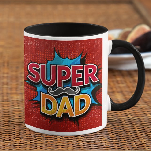 Caneca Presente do Dia dos Pais com Bigode de Super Pai Q (Criador carregado)