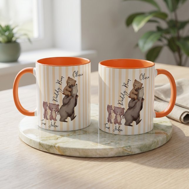 Caneca Presente do Dia dos Pais Urso Pai Listrado  (Criador carregado)