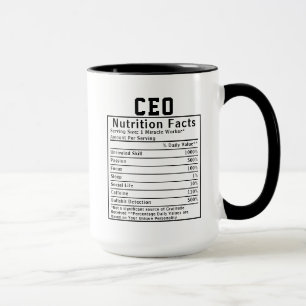 Caneca Presente engraçado de fatos nutricionais do CEO pa