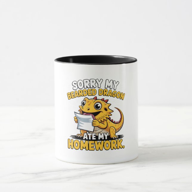 Caneca Presente engraçado para amantes de dragões barbudo (Centro)