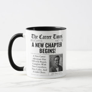 Caneca Presente engraçado para novo emprego com manchete 