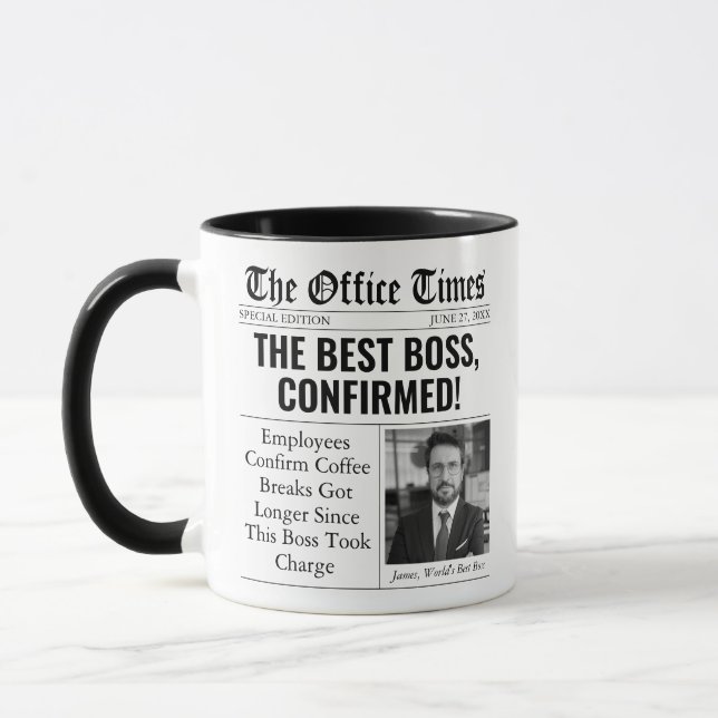 Caneca Presente Engraçado para o Melhor Chefe Título de J (Esquerda)