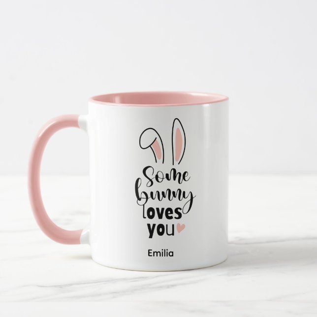 Caneca Presente Feliz Páscoa Algum Coelhinho Ama Você (Esquerda)