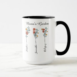 Caneca Presente Floral de 3 Nomes Personalizados da Mãe p