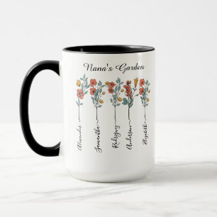 Caneca Presente Floral de 5 Nomes Personalizados de Jardi