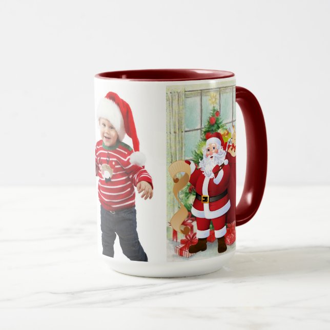 Caneca Presente Foto de Santa Claus Kid para Avó (Frente Esquerda)