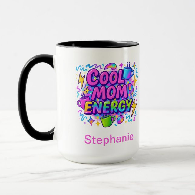 Caneca Presente Neon Rosa Azul Personalizado para Mãe (Esquerda)