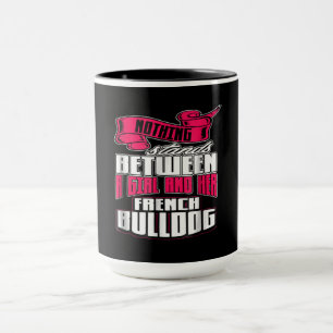 Caneca Presente no cão Entre Uma Rapariga E O Seu Buldo