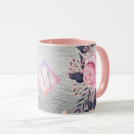 Caneca Presente no Marinho de prata do Monograma Rosegold
