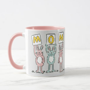 Caneca Presente para Design de Coelhos Divertidos da Mãe