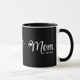 Caneca Presente para Mães com Rótulo de Mãe Estabeleceu u