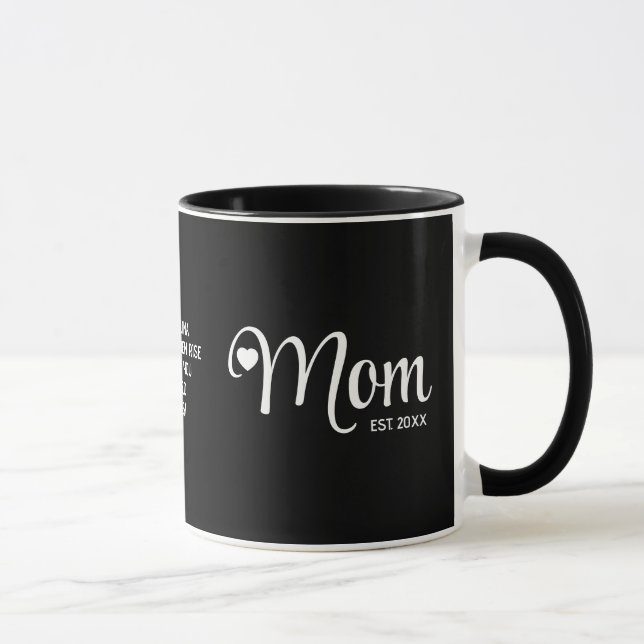 Caneca Presente para Mães com Rótulo de Mãe Estabeleceu u (Direita)
