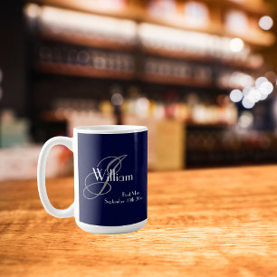 Caneca Presente para Padrinho de Casamento Moderno Monogr