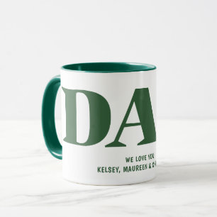 Caneca Presente para Pai com Crianças Nomes de Café Verde