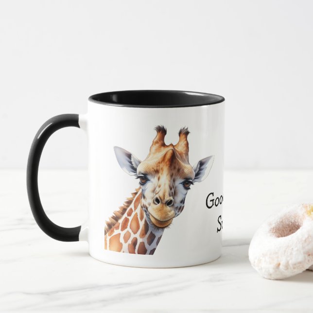 Caneca Presente Personalizado Amante de Girafa Engraçado (Com Donut)