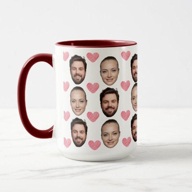 Caneca Presente personalizado de aniversário de rosto par (Esquerda)