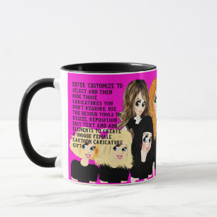 Caneca Presente personalizado de caricatura feminina com 