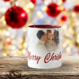 Caneca Presente personalizado de Natal com foto da famíli