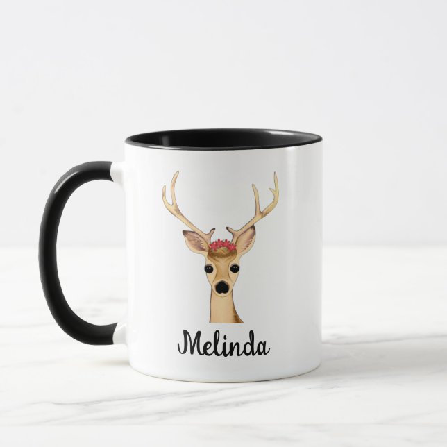 Caneca Presente personalizado de Reindeer de Natal (Esquerda)