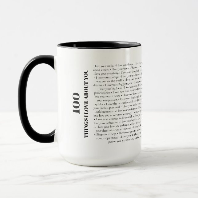Caneca Presente Personalizável 100 Coisas que Eu Amo em V (Esquerda)