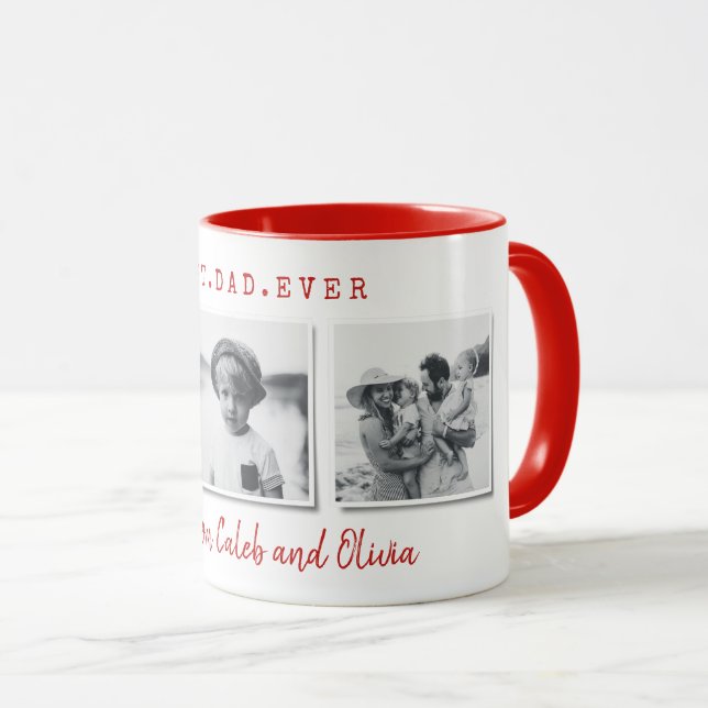 Caneca Presente vermelho moderno do melhor dia de os pais (Frente Esquerda)