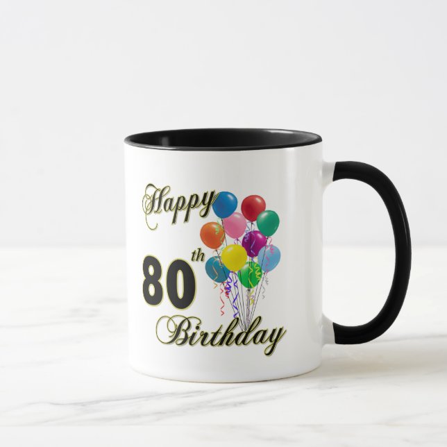 Caneca Presentes de aniversário do 80 e roupa felizes do (Direita)