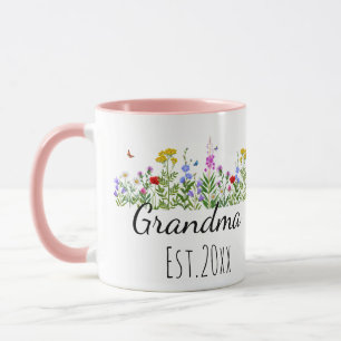 Caneca Presentes de Anúncio de Bebê Avó Floral Est 2026