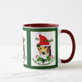Caneca Presentes de Natal de Beagle Bonita