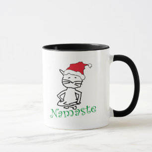 Caneca Presentes do gato do papai noel da ioga