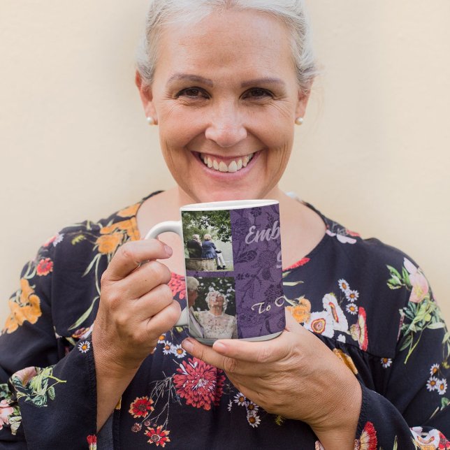 Caneca Presentes Personalizados para Casais de Pais Mais  (Custom Gifts for Older Parents Couples Violet Mug)