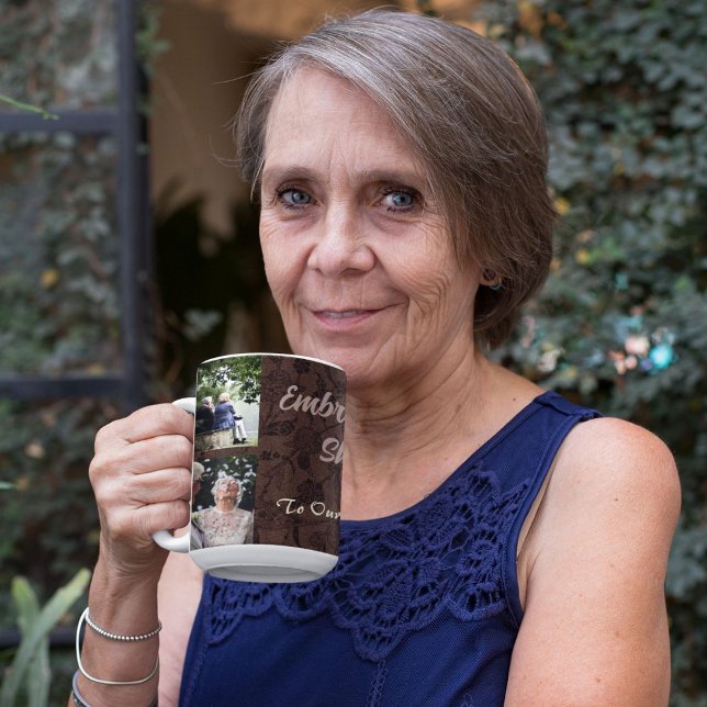 Caneca Presentes Personalizados para Casais de Pais Mais  (Custom Gifts for Older Parents Couples Brown Mug)