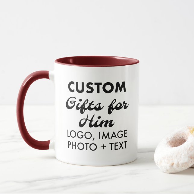 Caneca Presentes personalizados para ele Maroon Combo Mug (Com Donut)