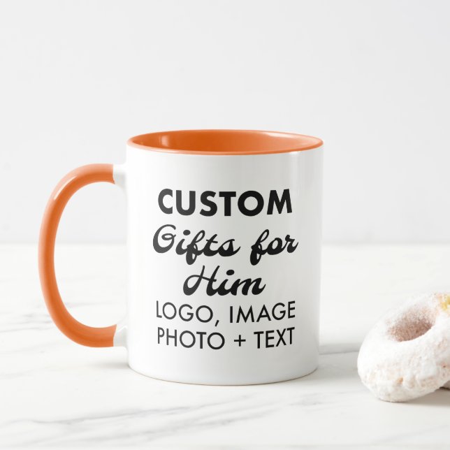 Caneca Presentes personalizados para ele, Orange Combo Mu (Com Donut)