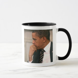 Caneca Presidente Barack Obama se reúne com o Presidente