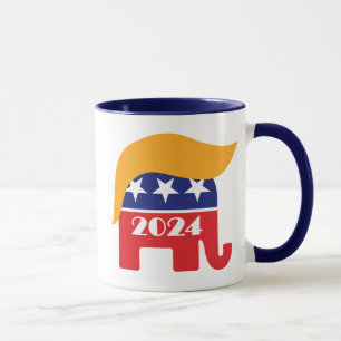 Caneca Presidente Donald Trump 2024 Cabelo Elefante do GO