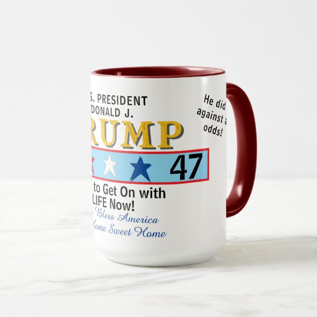 Caneca Presidente Trump 45 47 Estrelas Geométricas (Frente Esquerda)
