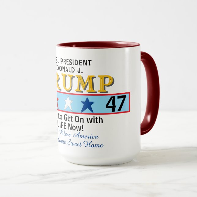 Caneca Presidente Trump 45 47 Geométrico Vermelho Azul Br (Frente Esquerda)