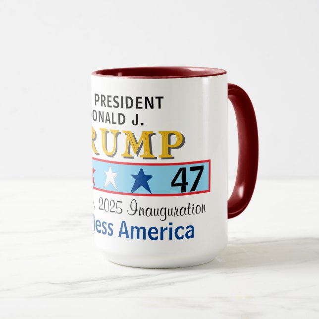Caneca Presidente Trump 45 47 Inauguração (Frente Esquerda)