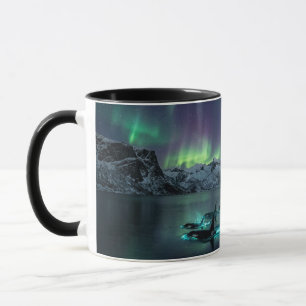 Caneca Preta Aurora Orcas Noite Ártica Envolta