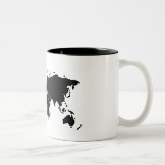 Caneca preta básica do mapa do mundo