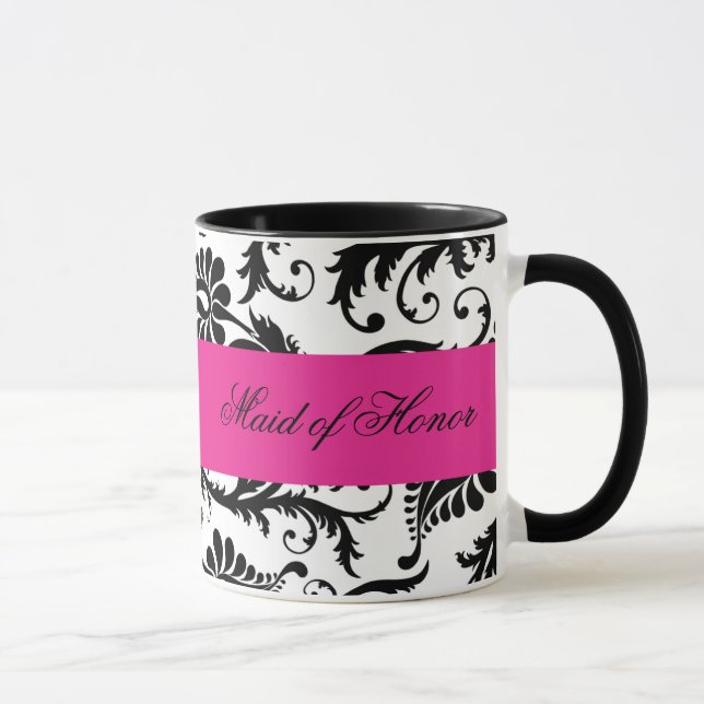 Caneca preta, branca, cor-de-rosa da madrinha de (Direita)